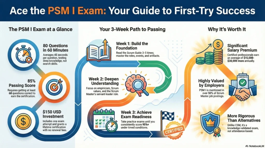 PSM I certification Study Guide 2025: Pass at First Try